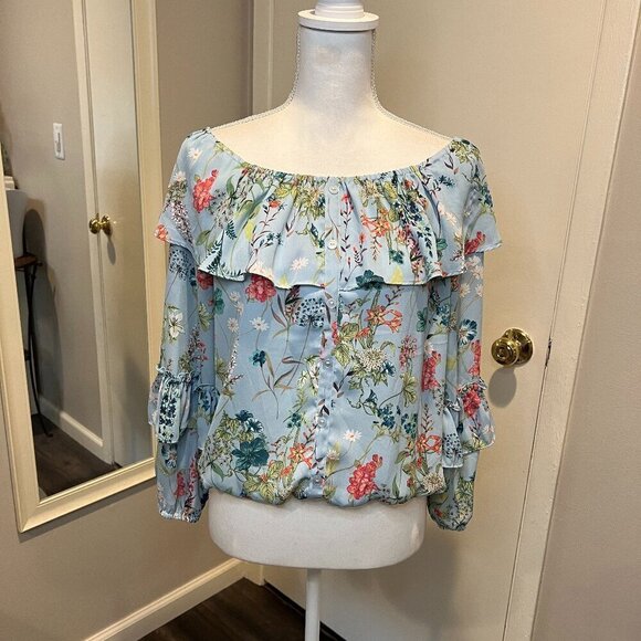 Sanctuary by Anthropologie Aisley Ballet Off Shoulder Floral Top, Size Small - Picture 1 of 14